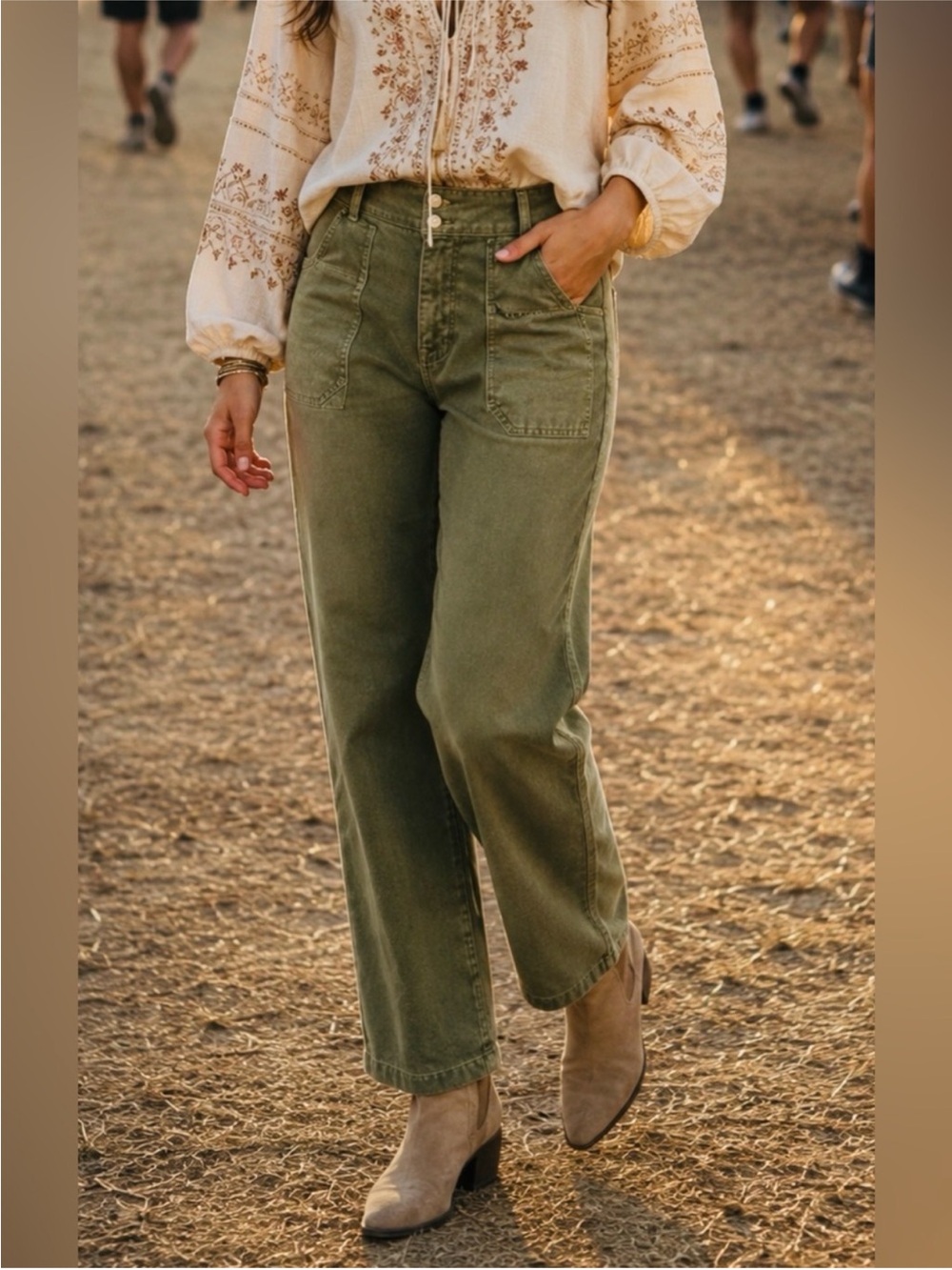 Anthropologie Pilcro The Wanderer Utility Ankle Pants Washed Army Green-27
